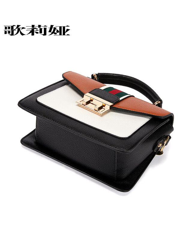 gliya/歌莉娅新款荔枝纹单肩包女撞色斜挎女包百搭小清新手提g1923708