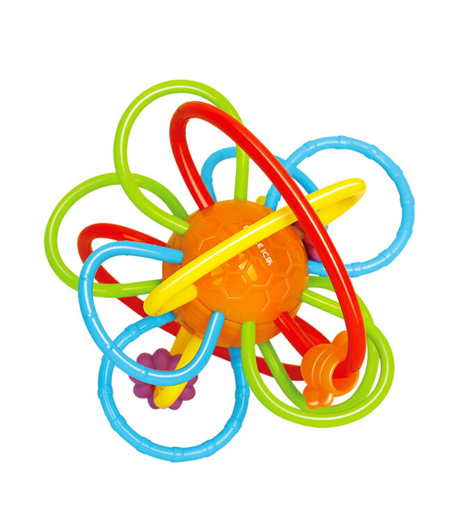 汇乐玩具(huile toys)蜂巢牙胶球 摇铃抓握玩具0-3-6个月婴儿宝宝手抓