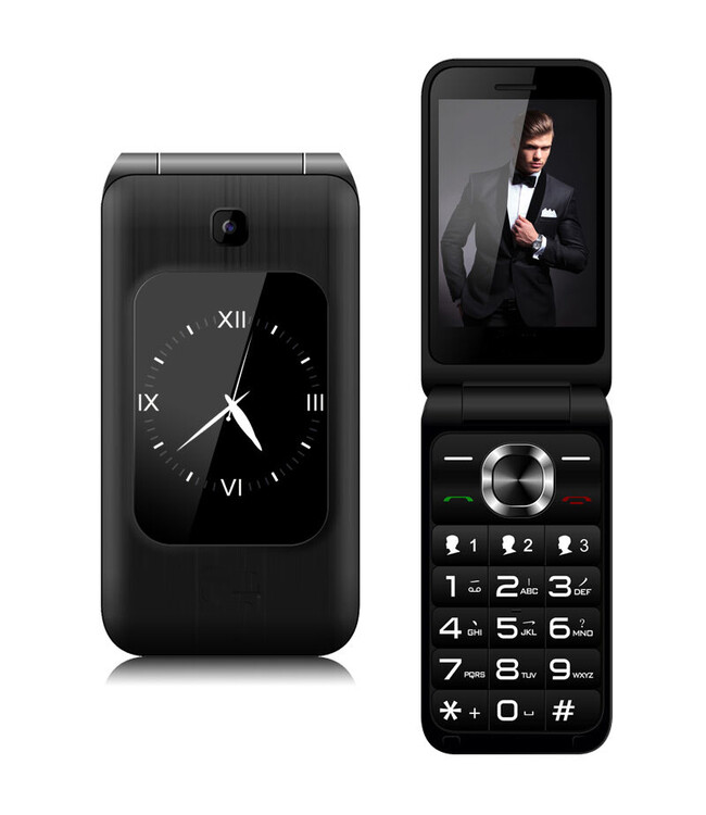 守护宝(angelcare)v88 黑色 双屏翻盖老人手机 超长待机 移动联通2g