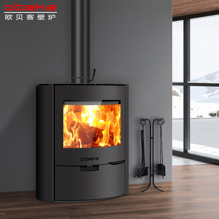 昊润通真火燃木曲面壁炉木柴取暖炉子别墅民宿家用客厅室内欧式椭圆壁炉 OBK010真火燃木曲面玻璃壁炉
