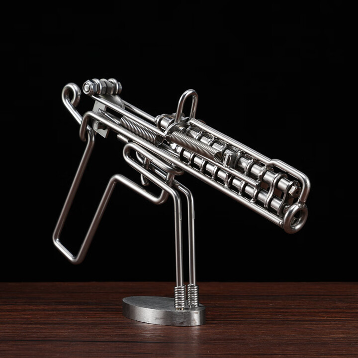 战术虎304不锈钢打火柴玩具手工传统80后男孩礼物金属玩具钢丝枪钢条枪 不锈钢火柴抢+架子