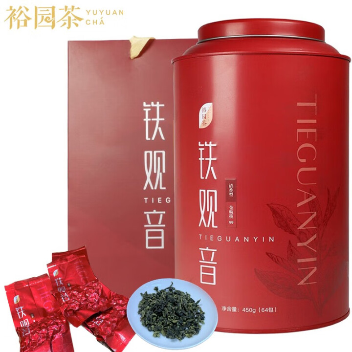 裕园【泉州老字号】安溪铁观音清香型乌龙茶罐装乌龙茶450g/...