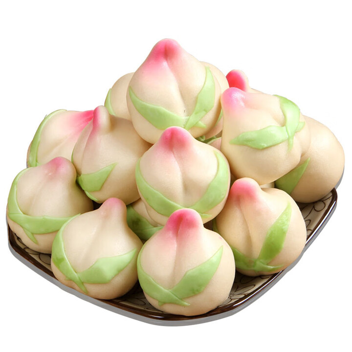 寿桃馒头传统糕点老人食品热蒸馒头面点16只*50克寿桃包馍馍饽饽