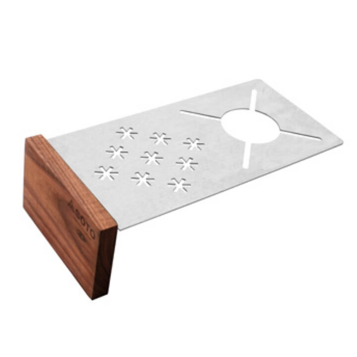 YUECAMPING定制版SOTO蜘蛛炉意大利植鞣革手工制作底座套 黑胡桃木加银色雪花-蜘蛛炉桌板