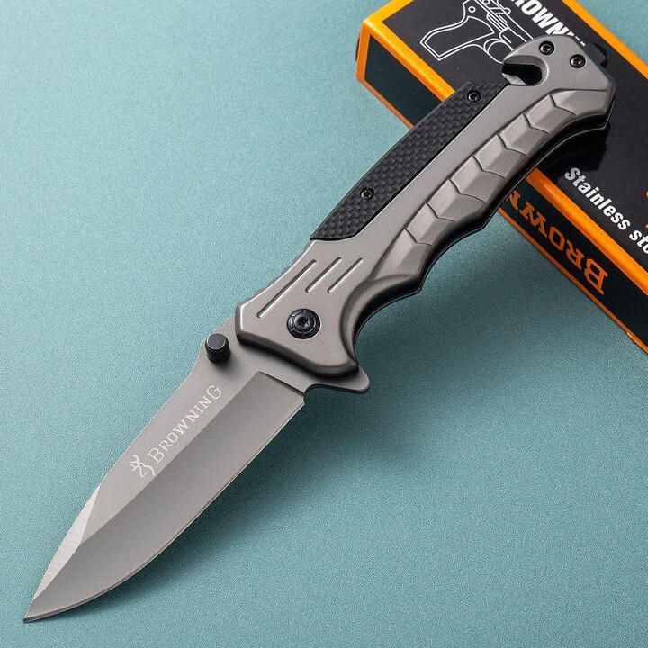 瑞士高硬度锋利折叠刀随身防身便携野外求生多功能小刀户外露营水 蛇纹灰色（进口大马士革钢）