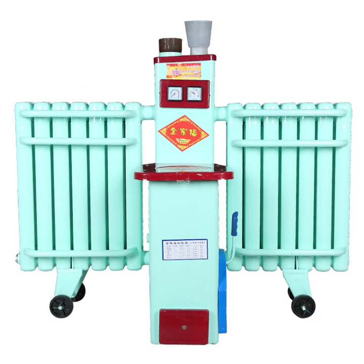 金苛 家用蜂窝煤取暖炉带暖气片办公室家用水循环取暖炉飞机炉燃煤节能 绿色28柱加厚11cm炉胆用10m蜂窝煤 碳钢原料