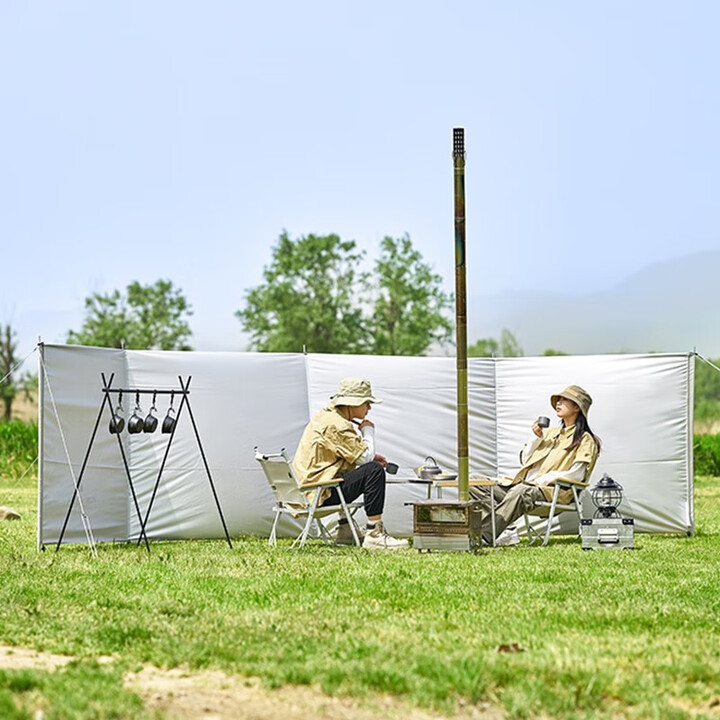 牧高笛（MOBIGARDEN）户外露营多功能挡风阵幕屏风遮影布野餐烧烤牛津布屏风围挡驭风4 晨雾白NX22680005