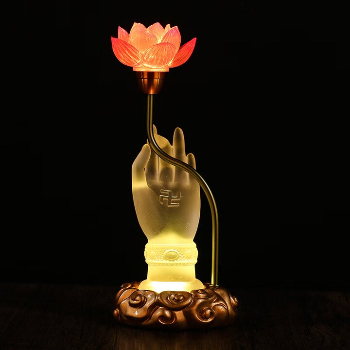 莲花灯佛灯供佛灯佛前供灯长明灯佛堂灯家用led插电 透明(七彩光,可固定) 高24cm(一盏)【图片 价格 品牌 报价】-京东