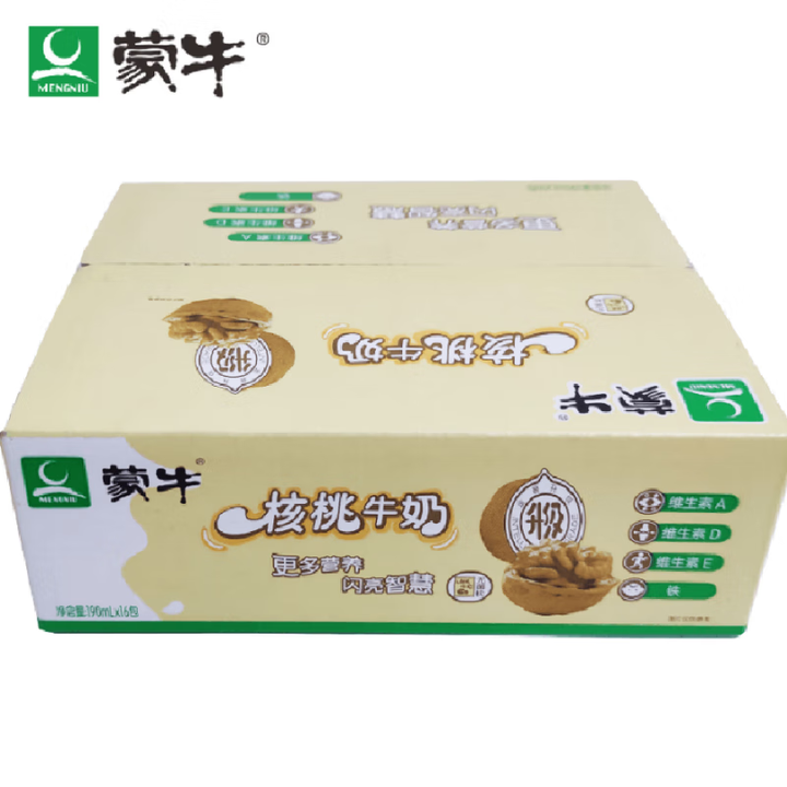 蒙牛核桃牛奶无菌枕190ml*16袋装利乐枕核桃奶营养早餐奶可加热 核桃奶190ml*32袋【图片 价格 品牌 报价】-京东