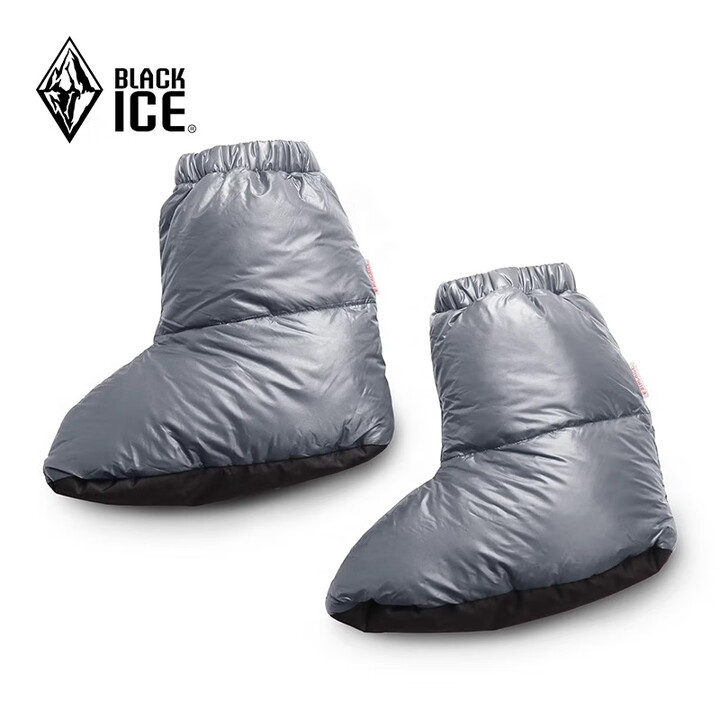 黑冰 户外营地700蓬灰鹅绒脚套 冬季室内轻量保暖羽绒袜套羽绒鞋 铁灰色 240mm34-38码