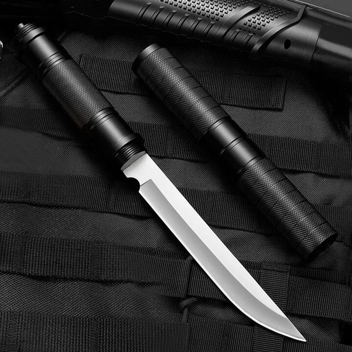 希凡里尼泊尔军刃防身荒夫铝合金手柄多功能高硬度马氏体刀露营户外求生 黑色尖头
