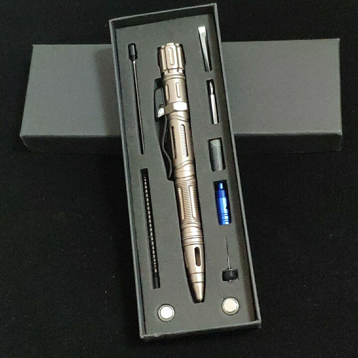 诗迦努【新品】钛合金战术笔钨钢多功能组合工具特工学生防身合法装备 【铝合金战术笔】金色