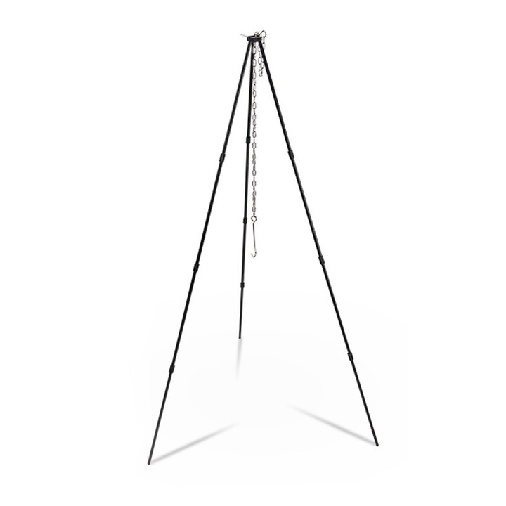 Campingmoon 柯曼铝合金三脚架户外露营烧烤吊锅支架野餐野营不锈钢四脚架 铝四节三脚架【黑色】