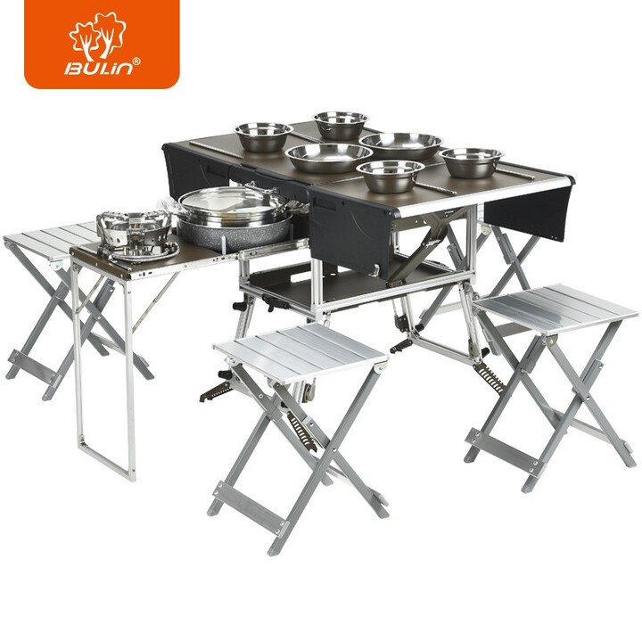 步林（BULin）户外移动厨房车载可移动灶台一桌4凳野餐炉具自驾露营野餐用品 【C550升级款高配】移动厨房