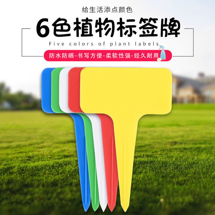 园艺标签牌多肉标签标识T型花卉标签植物名字记录防水塑料插地牌 大号随机混色 100个+1支记号笔【图片 价格 品牌 报价】-京东