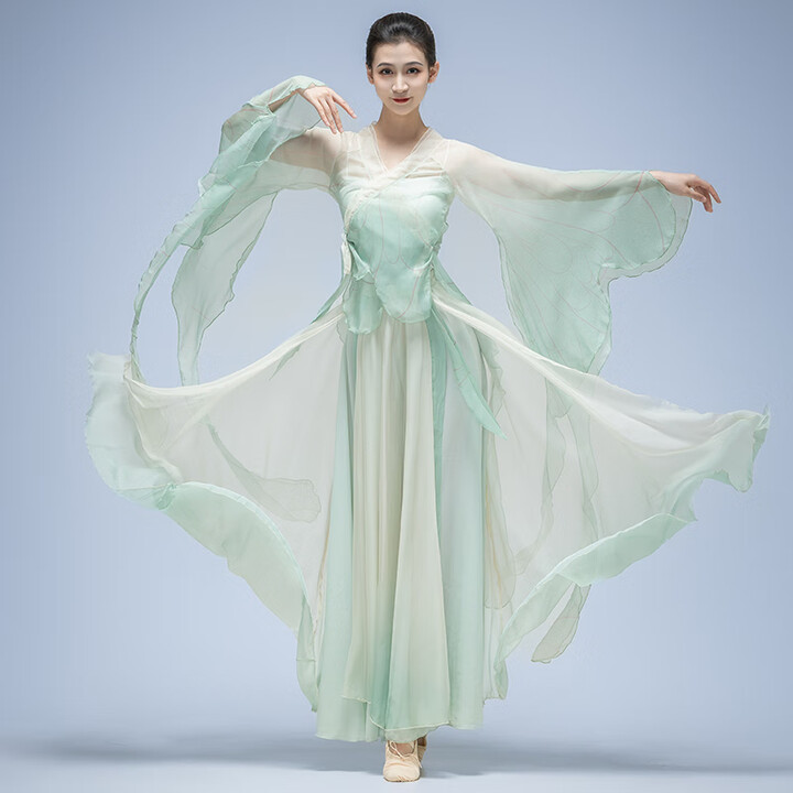 忻萦中国舞舞蹈服成人古典舞套装服装蝴蝶渐变飘逸仙气绝美纱衣女裙子 蝴蝶仙子上衣+裙裤 套装送吊带 XXL【图片 价格 品牌 报价】-京东