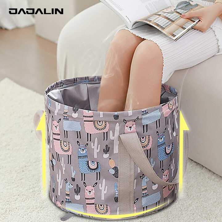 JAJALIN  便携式可折叠户外旅行泡脚袋洗衣盆洗脚水桶脸盆洗脚 灰色羊驼