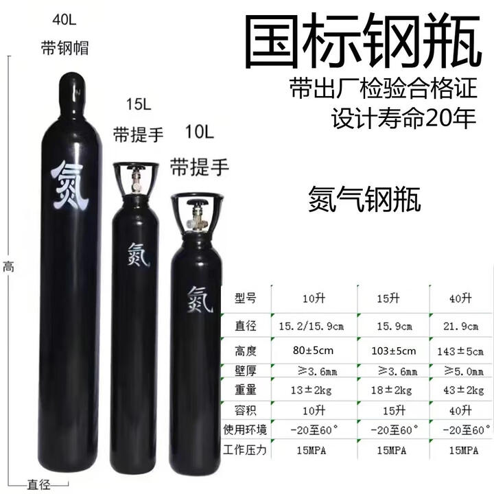 氩气瓶二氧化碳小气瓶氮气瓶气体钢瓶国标8L10L15L40升乙炔氧气瓶 国标40升氮气瓶+合格证+钢帽+20【图片 价格 品牌 报价】-京东