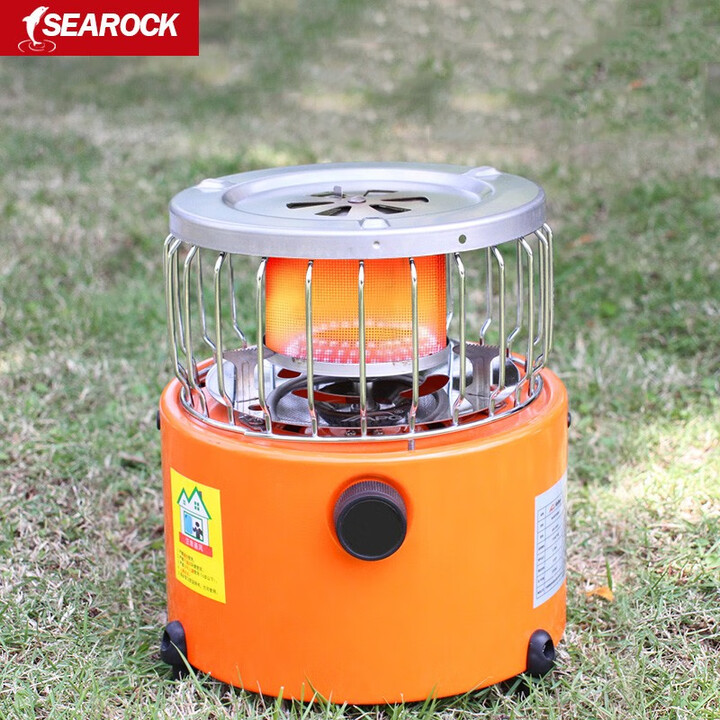 SEAROCK 海岩野营炉具户外取暖炉头防风便携煤气燃气灶取暖器猛火炉两用 迷你取暖炉橙色+取暖罩