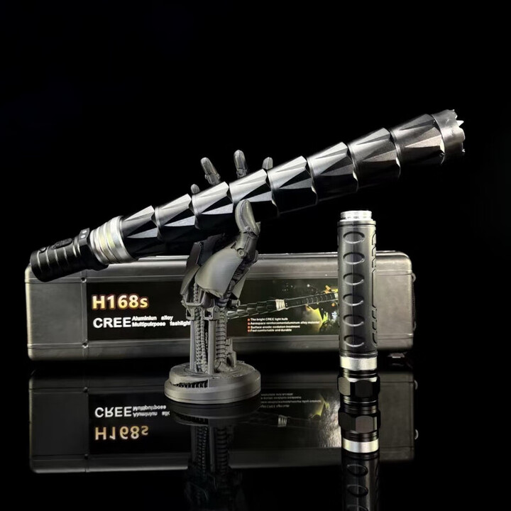 H168工具盒手电筒高端铝合金手电户外登山露营夜行垂钓必备防身 黑色 H168礼盒版