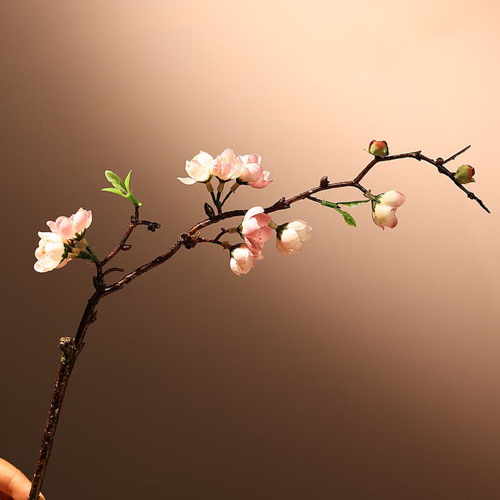 川烨小格调单枝桃花仿真花日式室内餐桌花艺装饰插花假花客厅摆设干花 淡粉/枝【图片 价格 品牌 报价】-京东
