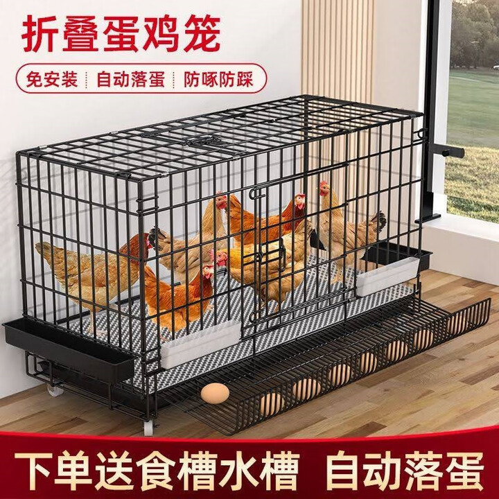 鸡笼子家用室外大号小鸡笼自动清粪母鸡下蛋家用室内养鸡鸭窝防雨 接粪盘+食槽+水槽+脚垫 【加密无托80*40*48】隔断无天窗【图片 价格 ...