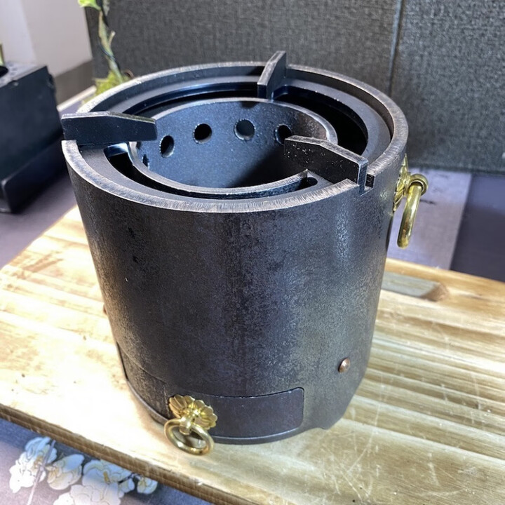 柏潮抖音炭火炉复古取暖铸铁小圆炉气化户外炭茶炉便携式小钢炮 内胆直径11点5厘米高度8厘米1斤