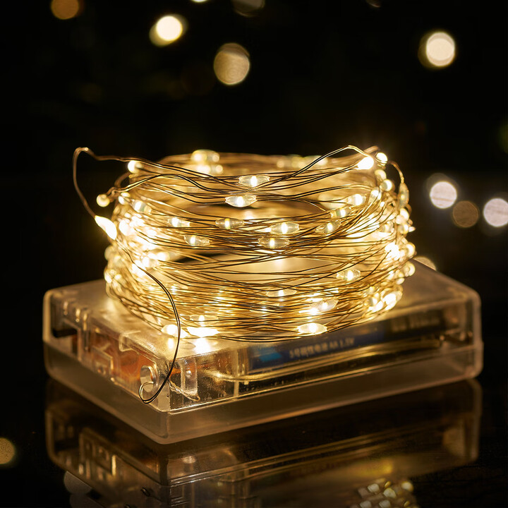 馨圣颐led电池铜线小彩灯氛围灯条闪灯串灯珠生日装饰满天星星灯花环灯 暖光 【usb款+常亮】5米50灯