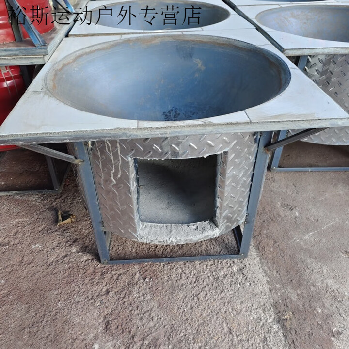 柏潮柴火灶乡下农村流动酒席大锅灶烧木柴,柴火灶,新款户外移动户 亮花纹钢锅子直径60公分宽--家用