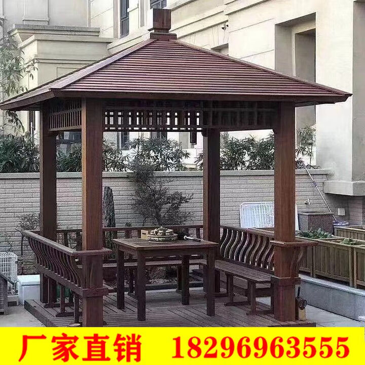 防腐木凉亭厂家户外庭院实木别墅公园仿古建长廊中式四角景观亭子 新中式四角凉亭（定制定金）【图片 价格 品牌 报价】-京东