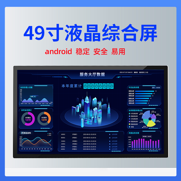 无线排队机叫号机车管所营业厅服务厅触摸政务大厅医院诊所取号机 49寸液晶窗口综合显示屏