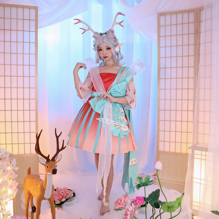 悦江湖王者荣耀同人动漫周边瑶cos服遇见神鹿瑶妹敦煌小鹿女游戏cosplay 瑶妹大全套(服饰+配饰+鹿角+头饰+耳朵+假发 3XL【图片 ...