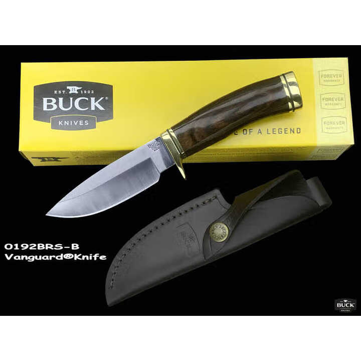 BUCK美国巴克192胡桃木柄黄铜柄420HC钢户外野营狩锋利高硬度 0192BRS-B 60°以下 100mm 9.9cm
