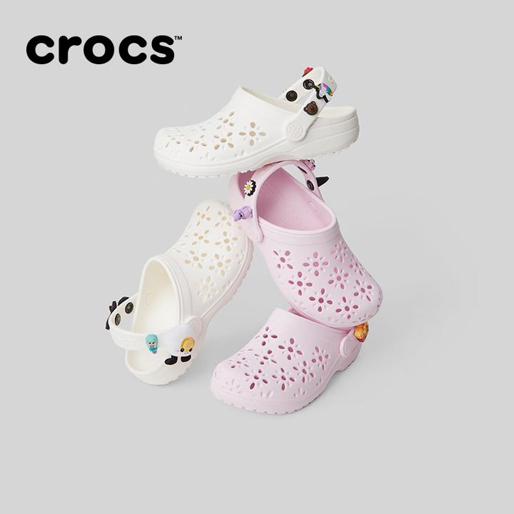 CROCS卡骆驰经典花蕊洞洞鞋柔软舒适童鞋/210944/210943 牛奶粉-6ZW 28 (165mm)【图片 价格 品牌 报价】-京东
