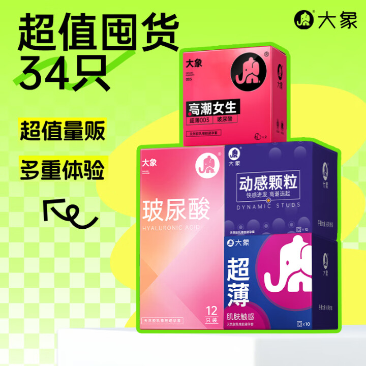 大象003超薄避孕套 玻尿酸安全套 螺纹大颗粒 成人情趣 计...
