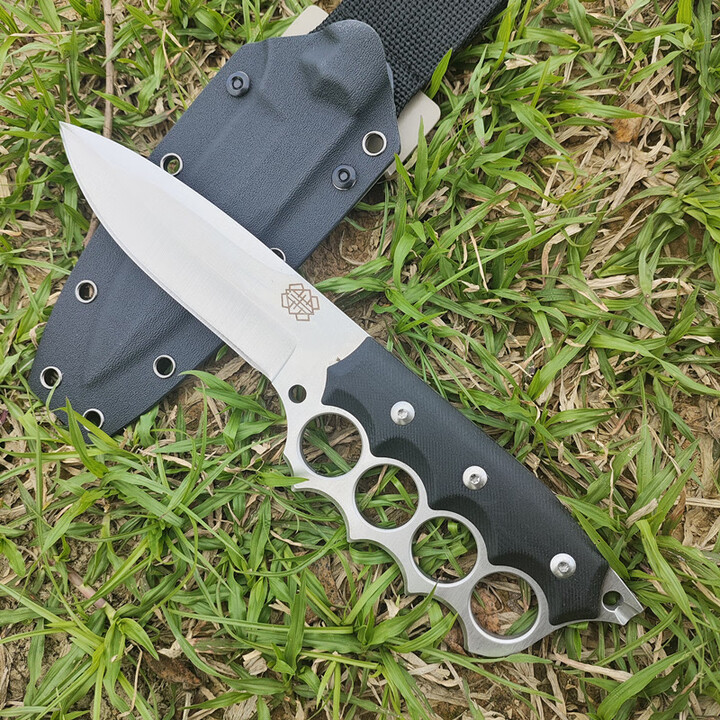 瑞士军士户外战术格斗指虎拳套直刀DC53高硬度G10野外便携锋利刀 DC53格斗G10指虎刀 20cm-小于60°【赠战术K鞘】