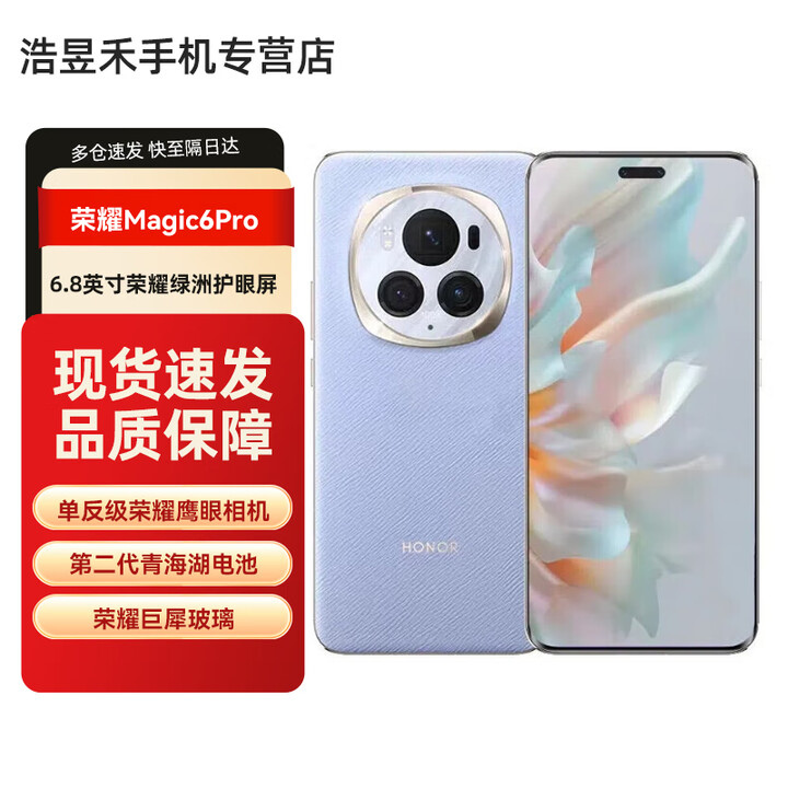 荣耀Magic6 Pro 荣耀鸿燕通讯 单反级荣耀鹰眼相机 荣耀巨犀玻璃 5G AI手机 流云紫 12GB+256GB