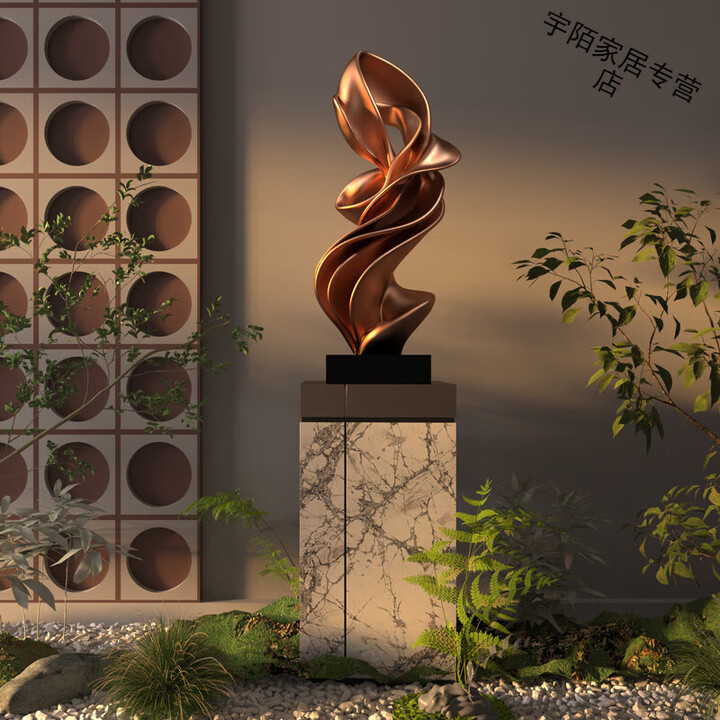 宇陌现代抽象雕塑摆件工艺品别墅楼梯酒店大堂走廊过道落地艺术装饰品 抽象艺术雕塑古铜色底座款/定制【图片 价格 品牌 报价】-京东