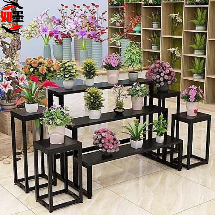 如墨(RUMO)花店花架鲜花铁艺展示架手捧花多肉陈列架阶梯式中岛流水台置耐用 5件组合总长180黑架+黑板【图片 价格 品牌 报价】-京东