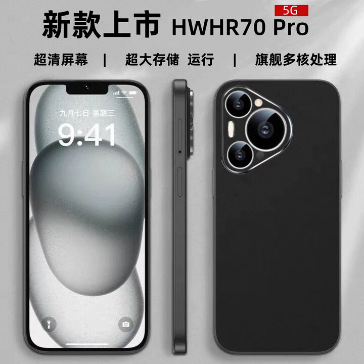 HWHR70 Pro智能手机 全新1TB大内存 护眼屏旗舰芯多核运行高刷长续航游戏5G全网通超清长续航手机 暗夜黑(一年换新+五年质保) 【原装全新未拆封】12G+512GB