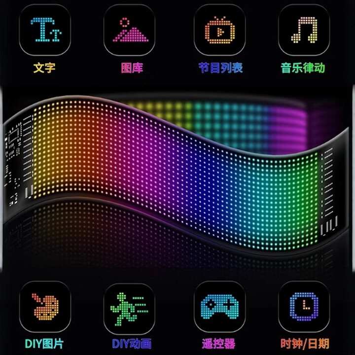 软膜显示屏LED柔性屏软屏APP蓝牙广告屏超薄防水DIY店招屏 高9CM*宽37CM手机APP+遥控器