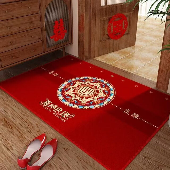 UOSO结婚地垫入户门垫喜庆红色喜字婚房布置玄关地毯进门口加厚脚垫子 大喜日子-5 80*100cm【水晶绒-】【图片 价格 品牌 报价】-京东