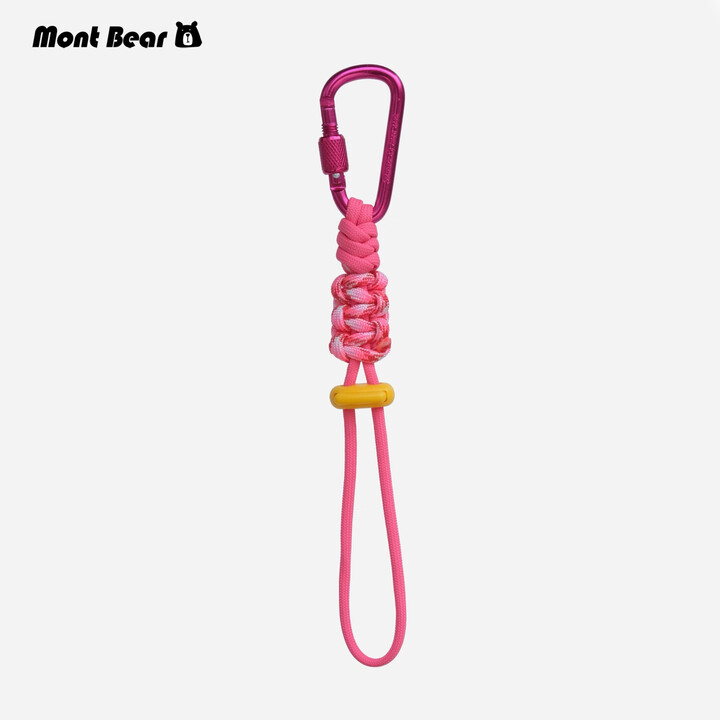 水瓶挂扣登山扣矿泉水挂绳背包水杯户外挂钩伞绳手工编织徒步配件 粉红芭比 水瓶扣