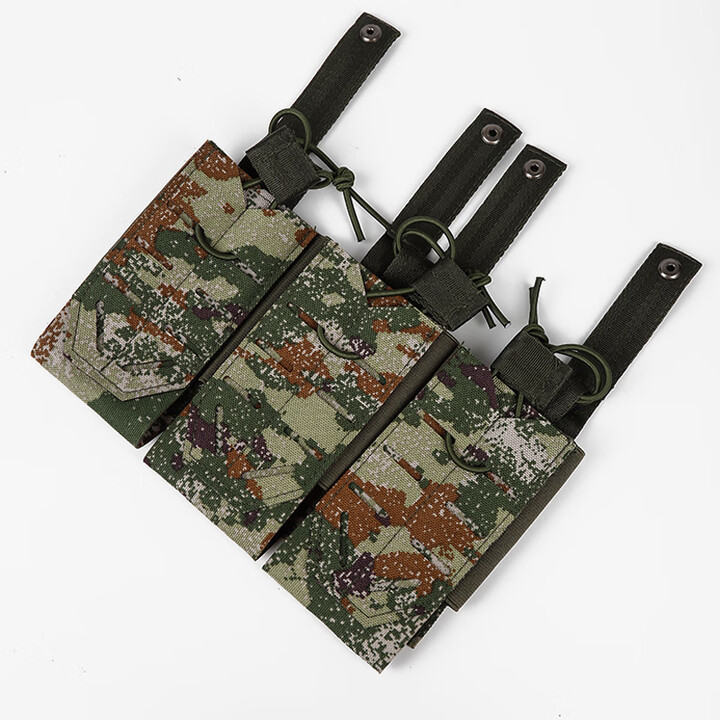 激光切割三联弹夹包快速弹夹套战术背心配件m4弹匣包快拔套副包 新绿