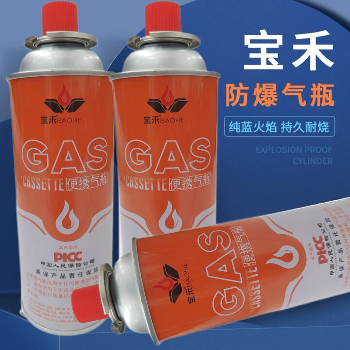 宝禾户外野餐烧烤便携式小煤气罐春游卡式炉气罐喷瓶装丁烷液化燃气瓶 220g*2