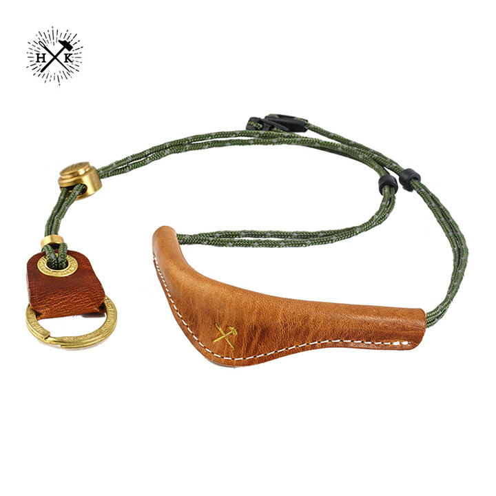 HKWORKSHOP HK牛皮挂绳 黄铜手机复古机能防丢钥匙手拿包吊绳 长挂绳-棕色