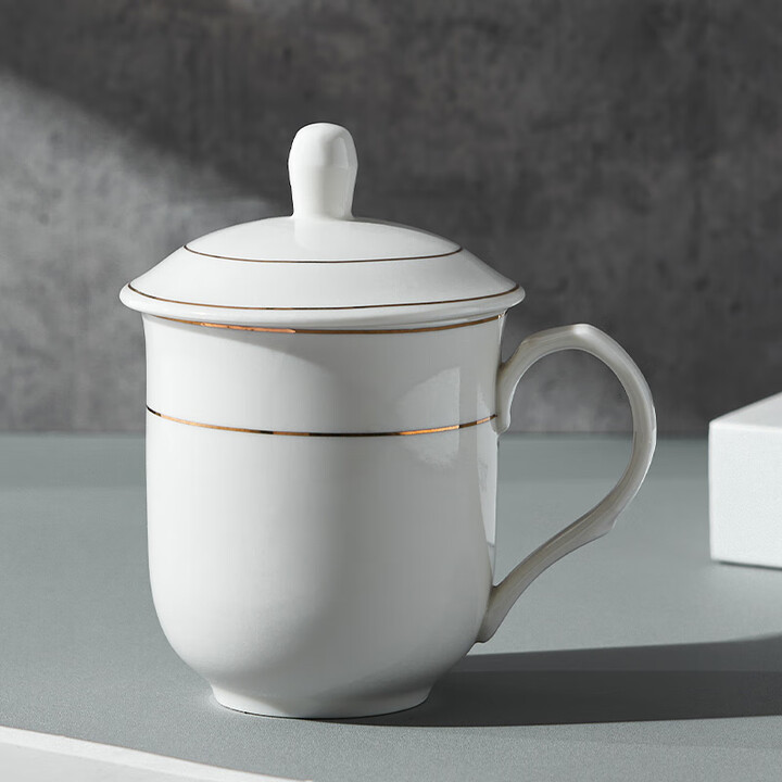 友来福茶杯 办公杯陶瓷杯金边带盖会议杯商务公司开会杯子水杯350ml 金边会议杯【图片 价格 品牌 报价】-京东