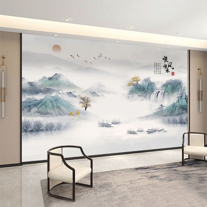 3d立体新中式水墨山水画壁布客厅电视背景墙沙发壁纸影视墙布壁画 款式10【图片 价格 品牌 报价】-京东