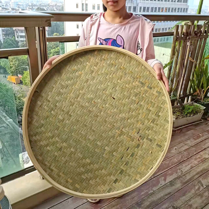 圆形竹匾家用手工编织簸箕平底无孔竹筛晒东西竹编制品头层竹皮 头层竹皮70厘米约晒7至8斤【图片 价格 品牌 报价】-京东