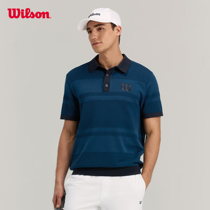 威尔胜(Wilson)官方25年夏季新款男士LAFAYETTE运动网球服编织POLO衫 波塞冬蓝-WM00376511DBS L /180 ...